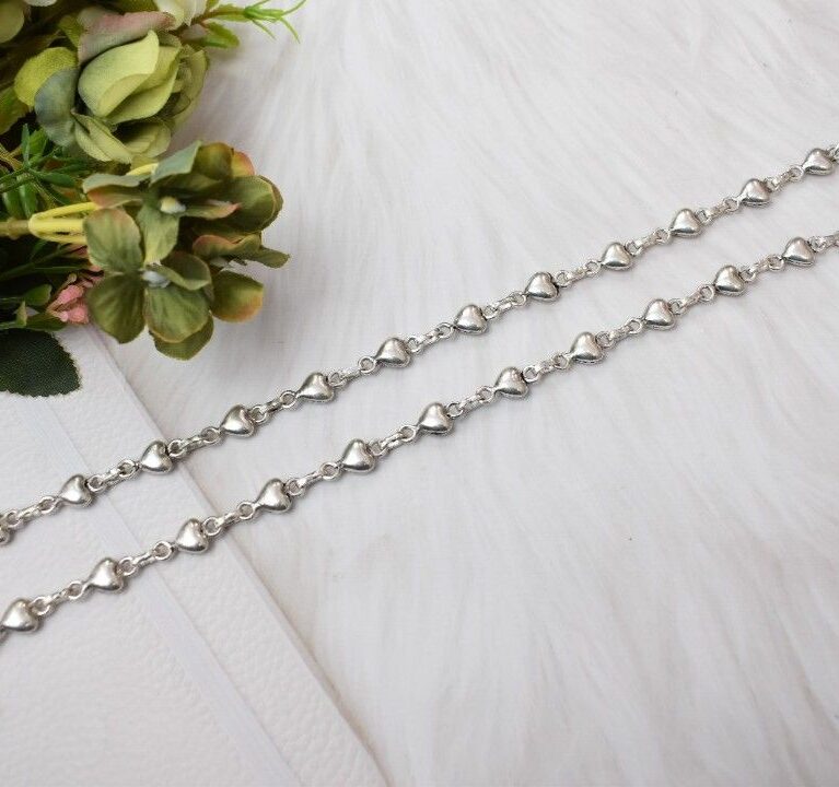 Trendy Heart Sequence Silver Anklets - Shop premium silver designer anklets in affordable price, elegant anklets for women, affordable silver jewellery.
