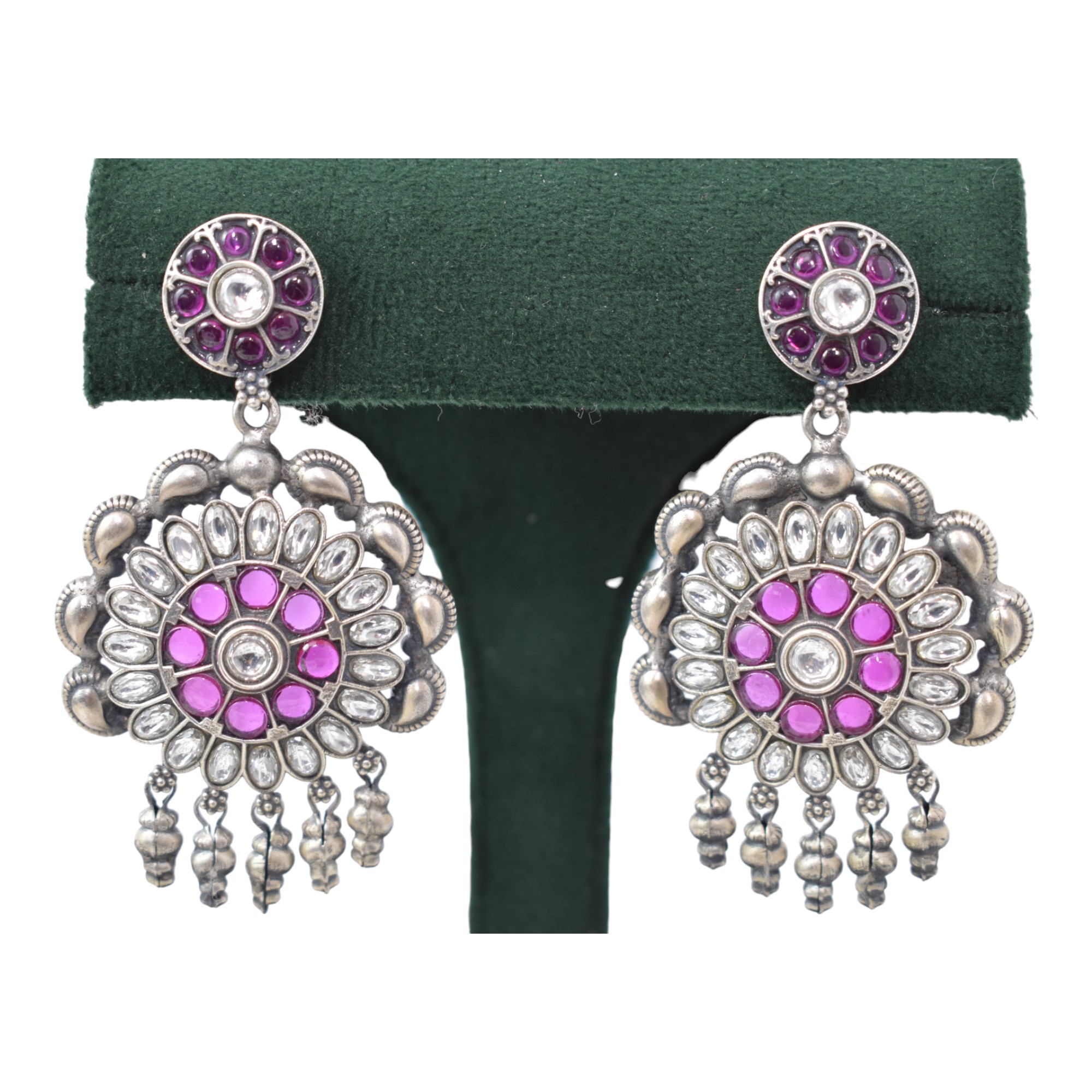 chaitanya emporium oversize cutstone earrings