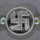 Divine round Swastik design silver rakhi made from 925 sterling silver, perfect for Raksha Bandhan.