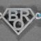 A silver Rakhi with a stylish design featuring the word "BRO.