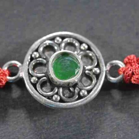 Fabulous intricate cutstone design silver rakhi made from 925 sterling silver, perfect for Raksha Bandhan.