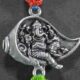 Divine Lord Ganesh on Sankh design silver rakhi made from 925 sterling silver, perfect for Raksha Bandhan.