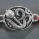 Divine Om and Lord Hanuman Gada design silver rakhi made from 925 sterling silver, perfect for Raksha Bandhan.