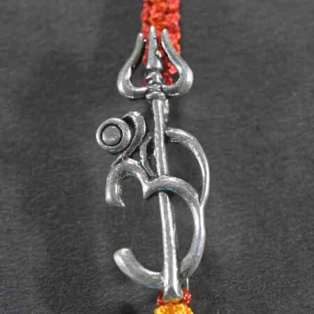 Divine Om and Trisul design silver rakhi made from 925 sterling silver, perfect for Raksha Bandhan.