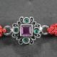 Classic square shape cutstone silver rakhi made from 925 sterling silver, perfect for Raksha Bandhan.