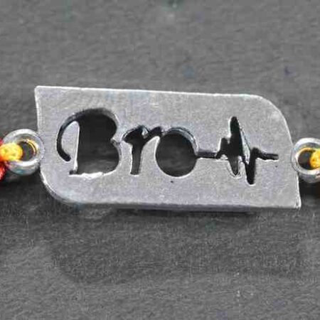 Bro with heartbeat design silver rakhi made from 925 sterling silver, perfect for Raksha Bandhan.