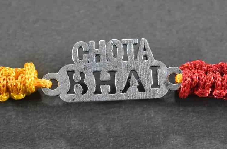 Chota Bhai design silver rakhi made from 925 sterling silver, perfect for Raksha Bandhan.