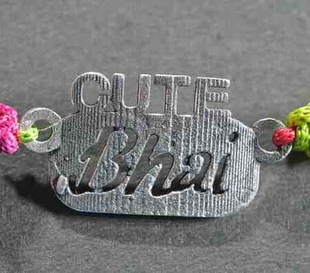 Cute Bhai design silver rakhi made from 925 sterling silver, perfect for Raksha Bandhan.