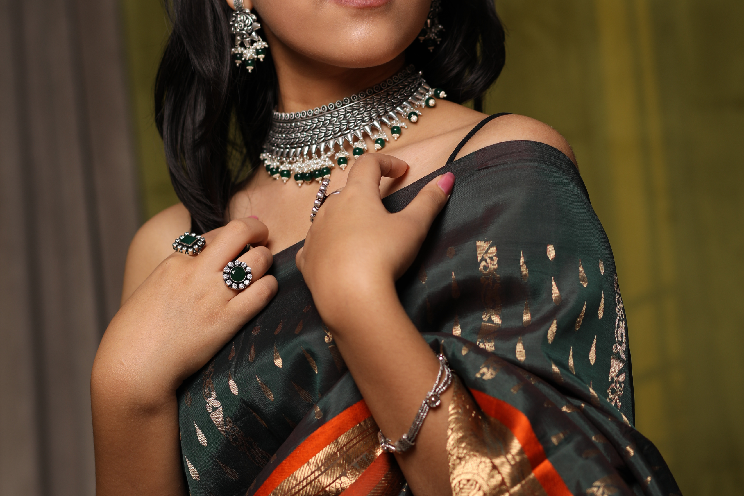 Affordable silver jewellery set, perfect for ethnic wear