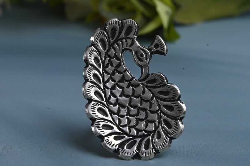 shop premium designer pure silver impressive-peacock-design-silver-ring for women - Affordable silver jewellery - Chaitanya Emporium